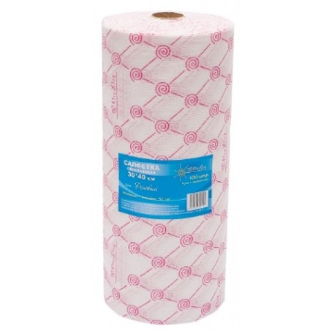  Салфетка одноразовая 30*40 спанлейс 50 розовый White line (№100) рол