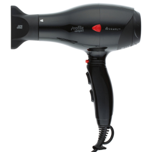 03-119 Black DEWAL Фен Profile Compact, черный, 2000 Вт, ионизация, 2 насадки