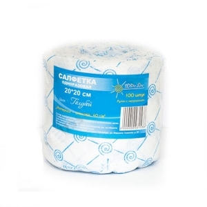 Салфетка одноразовая 20*20 спанлейс голубой White line (№100) рол
