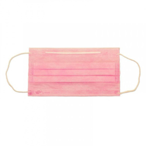 БИНОВИ Маска одноразовая 3-х слойная розовая, 1/50 шт. пакет