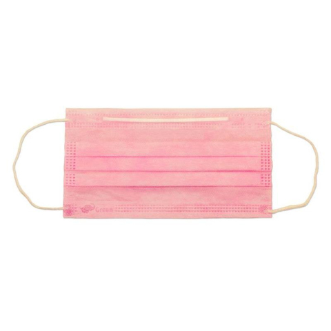 БИНОВИ Маска одноразовая 3-х слойная розовая, 1/50 шт. пакет