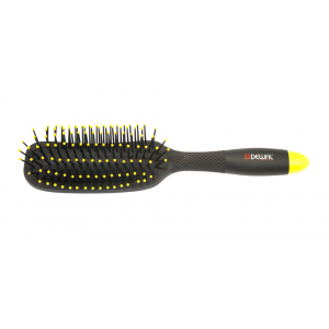 BNN-81 Щетка массажная DEWAL BANANA black прямоугольная, узкая, пластиковый штифт, 7 рядов