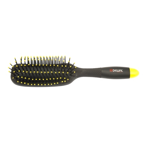 BNN-81 Щетка массажная DEWAL BANANA black прямоугольная, узкая, пластиковый штифт, 7 рядов