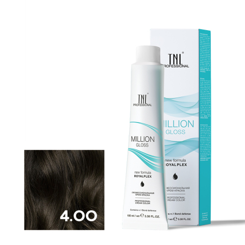 TNL 4.00 Крем-краска для волос Million Gloss, коричневый интенсивный, 100 мл.