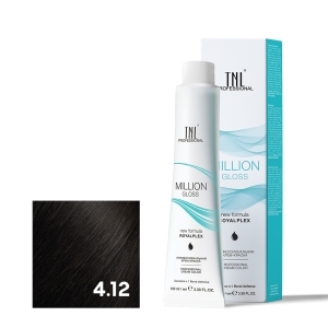 TNL 4.12 Крем-краска для волос Million Gloss, коричневый пепельный перламутровый, 100 мл.