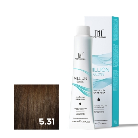 TNL 5.31 Крем-краска для волос Million Gloss, светлый коричневый золотистый бежевый, 100 мл.