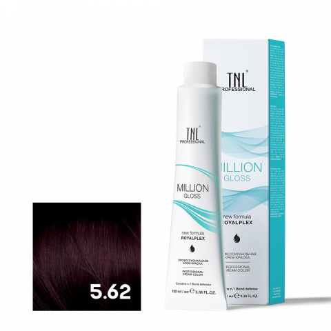 TNL 5.62 Крем-краска для волос Million Gloss, светлый коричневый красный фиолетовый, 100 мл.