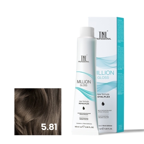 TNL 5.81 Крем-краска для волос Million Gloss, светлый коричневый шоколадный пепельный, 100 мл.