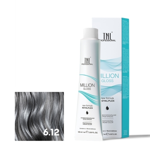 TNL 6.12 Крем-краска для волос Million Gloss, темный блонд пепельный перламутровый, 100 мл.