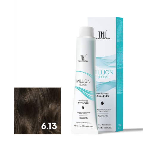 TNL 6.13 Крем-краска для волос Million Gloss, темный блонд бежевый, 100 мл.