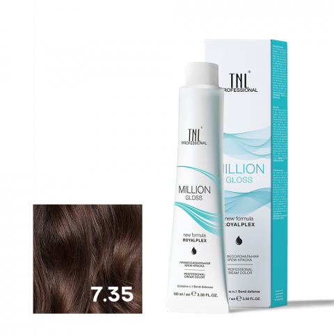 TNL 7.35 Крем-краска для волос Million Gloss, блонд каштановый, 100 мл.