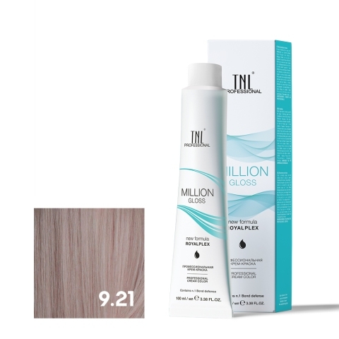 TNL 9.21 Крем-краска для волос Million Gloss, очень светлый блонд фиолетовый пепельный, 100 мл.