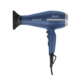 03-113 Blue DEWAL Фен Exception 2200 Вт, 2 насадки, ионизация, синий, компактный