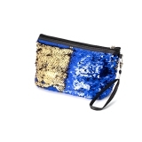 364718 Косметичка с пайетками Русалка прямоугольная, синий/золотой