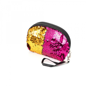 364749 Косметичка с пайетками Русалка полукруглая, малиновый/золотой