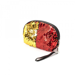 365050 Косметичка с пайетками Русалка полукруглая, красный/золотой