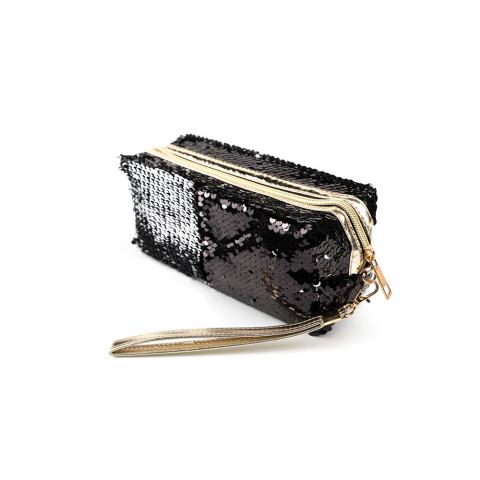 364824 Пенал с пайетками Русалка серебряный/черный