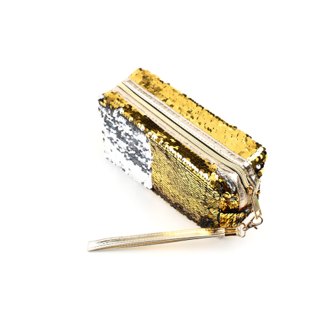 364831 Пенал с пайетками Русалка серебряный/золотой