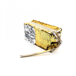 364831 Пенал с пайетками Русалка серебряный/золотой