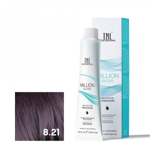 TNL 8.21 Крем-краска для волос Million Gloss, светлый блонд фиолетовый пепельный, 100 мл.