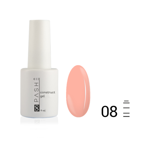 Моделирующий гель PASHE №08 камуфлирующий нежно-персиковый, 9 мл.