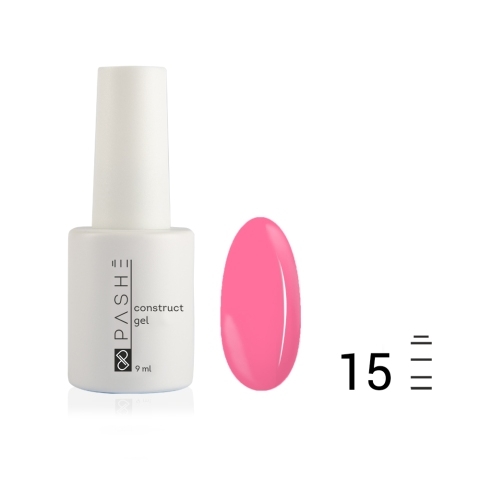 Моделирующий гель PASHE №15 камуфлирующий ярко-розовый, 9 мл.