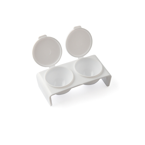 Пластиковый контейнер двухсекционный с крышкой белый