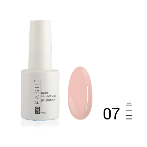Гель-лак PASHE Nude Collection №07 камуфлирующий светло-миндальный, 9 мл.