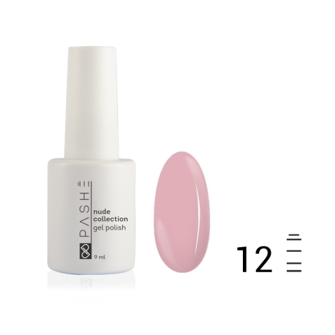 Гель-лак PASHE Nude Collection №12 камуфлирующий розово-бежевый, 9 мл.