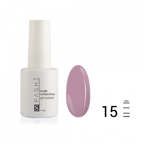 Гель-лак PASHE Nude Collection №15 камуфлирующий светло-сиреневый, 9 мл.