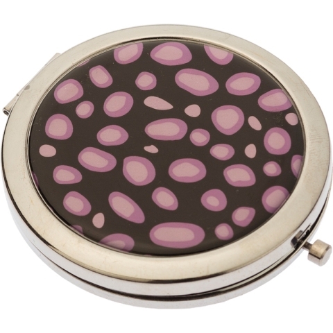 JM-01234B DEWAL Зеркало карманное круглое Пурпкрный гепард, d 7см