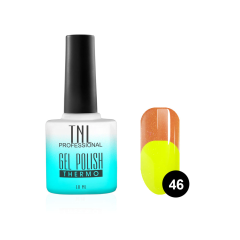 TNL Гель-лак Thermo №46 мандариновый/неоново-зеленый с микроблестками, 10 мл.