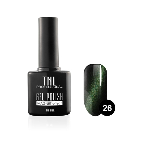 TNL Гель-лак Кошачий глаз №26 темно-зеленый, 10 мл.