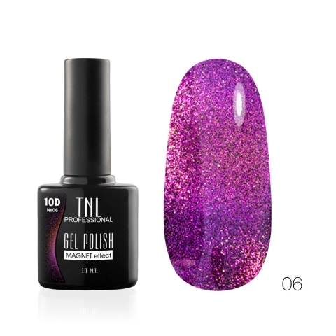 TNL Гель-лак Кошачий глаз 10D №06 пурпурный гранат, 10 мл.