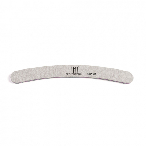 TNL Пилка для ногтей Бумеранг 80/120, серая, в индивидуальной упаковке