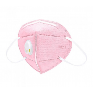 БИНОВИ Маска 6-ти слойная, респираторная с клапаном, розовая, 1/25 шт.