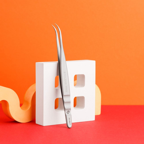 ТЕ-40/7 Пинцет профессиональный для ресниц EXPERT изогнутый