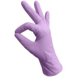 2347 БИНОВИ Перчатки нитриловые текстурированные на пальцах, М 50 пар, Сиреневые