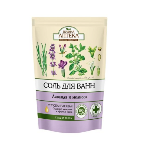 Соль для ванн Лаванда и Мелисса, дой-пак, 500 мл.