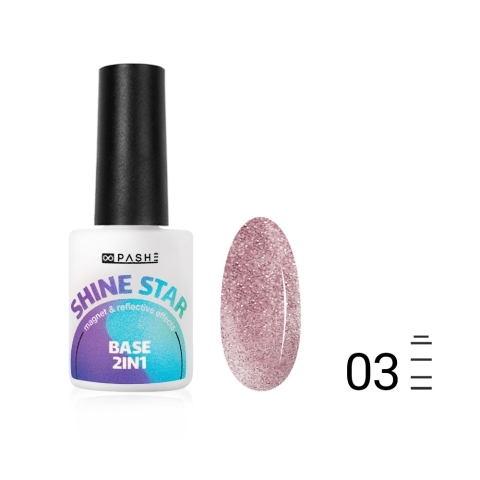 Цветная база PASHE Shine Star 2 in1 Светоотражающая №03 - Юпитер, 9 мл.