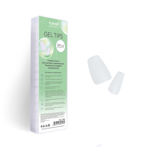 7626 RuNail Гелевые типсы Зауженный квадрат прозрачные, 360 шт.