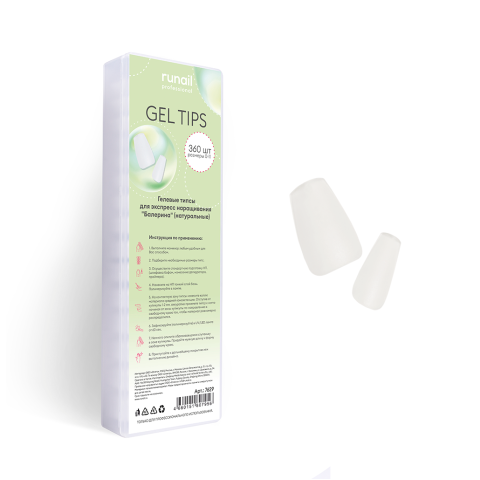 7629 RuNail Гелевые типсы Балерина, 360 шт.