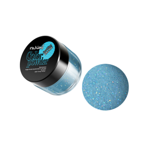 0046 RuNail Акриловая пудра с блёстками Светло-синяя, 7,5 гр.