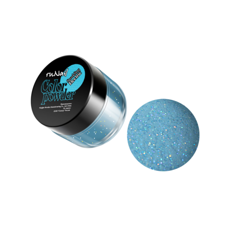 0046 RuNail Акриловая пудра с блёстками Светло-синяя, 7,5 гр.
