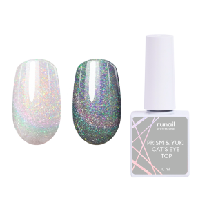 7658 RuNail Глянцевый топ PRISM & YUKI CAT'S EYE TOP (без липкого слоя), 10 мл.