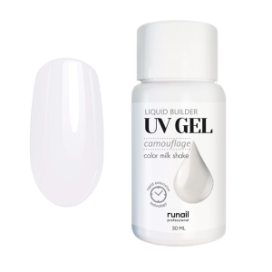 5397 RuNail Камуфлирующий Жидкий УФ Гель Молочный коктейль, 30 мл.