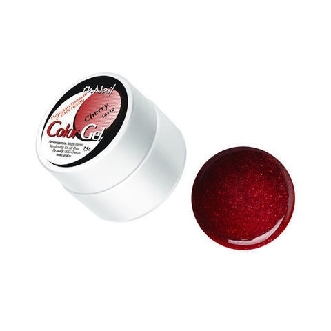 0516 RuNail Цветной УФ-Гель Вишня перламутр с блёстками, 7,5 гр.