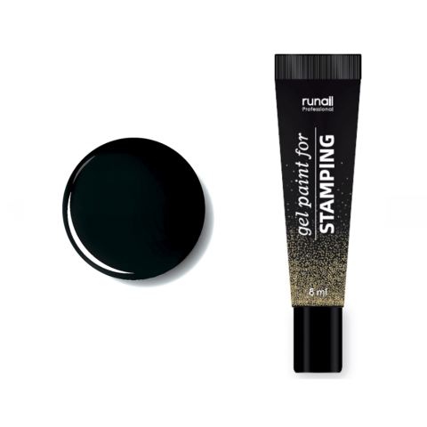 6728 RuNail Гель-Краска для стемпинга Чёрная, 8 мл.