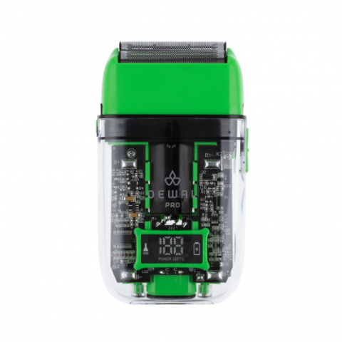 03-082 Green DEWAL Barber Style Neon Шейвер для проработки контуров бороды 7000 об/мин, аккум., 2 бр.гол.