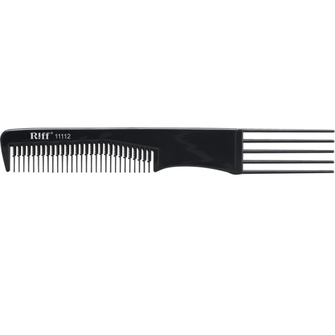11112 RIFF Расческа пластик с вилкой и зубцами для начеса 195 мм